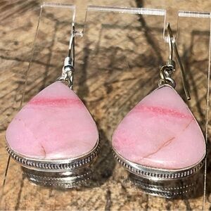 Pink Rhodochrosite Earrings 1 1/2”